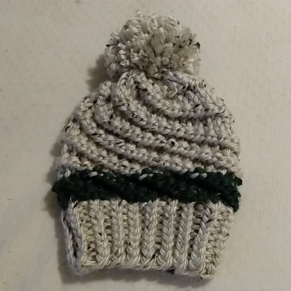 Hand-knit spiral hat